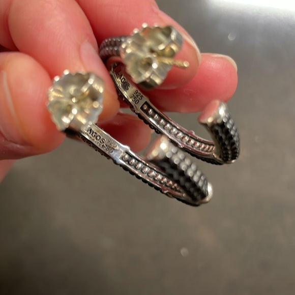 Lagos Black Caviar Diamond Hoop Earrings - Picture 3 of 5